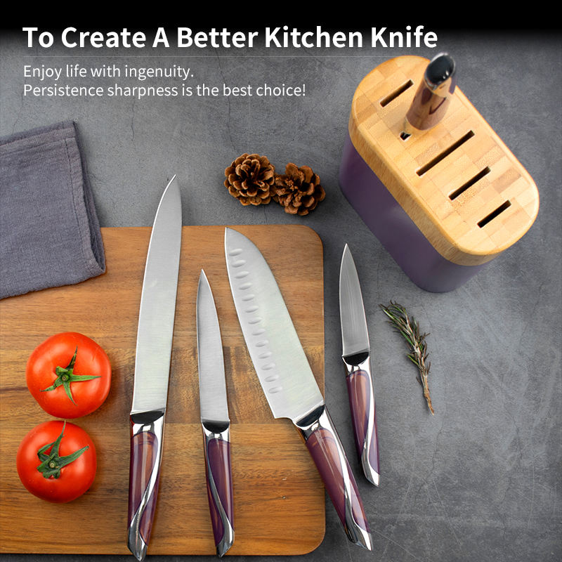 JJ Kitchen Knife Set with Wood Block 6 Piece