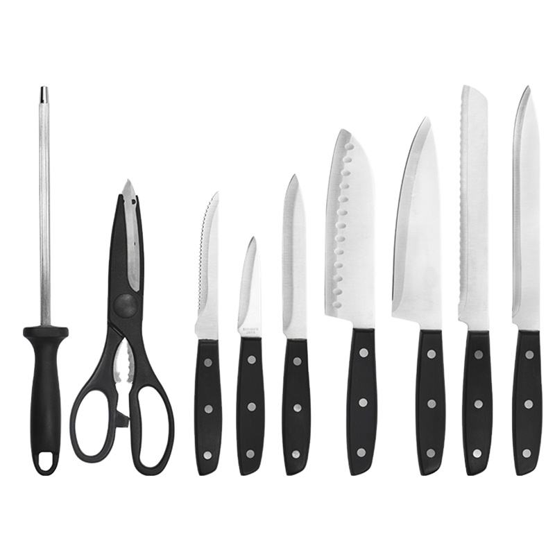 JJ High Quality 17-Piece Japanese Chef Knife Set - Stainless Steel Kitchen Knives with Rubber Wood Block