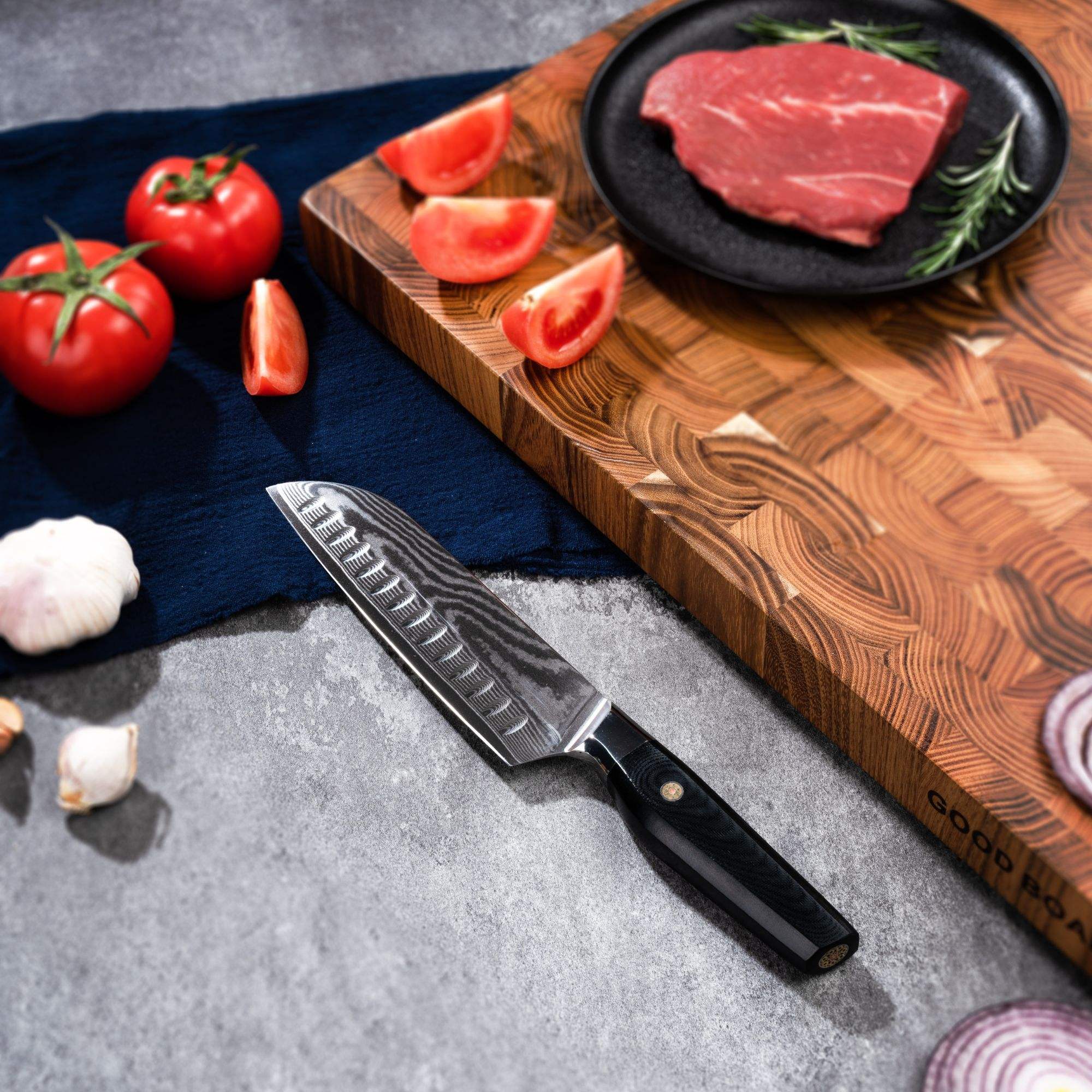 JJ 7" Santoku Knife Japanese 67 Layers Damascus Steel with Octagonal G10 Handle Custom Kitchen Knife