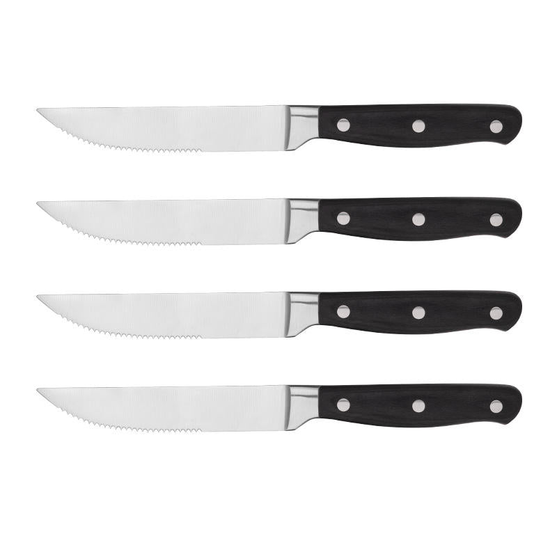 JJ 4.5" 3Cr13 Stainless Steel Serrated Steak Knife Set - ABS & 430 Bolster Handle | 4/6/8PCS