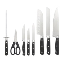 JJ OEM 14pcs/Set Kitchen Cutting Tool Block Set Sharpener Stainless Steel Blade Wood Handle Kitchen Knife Set