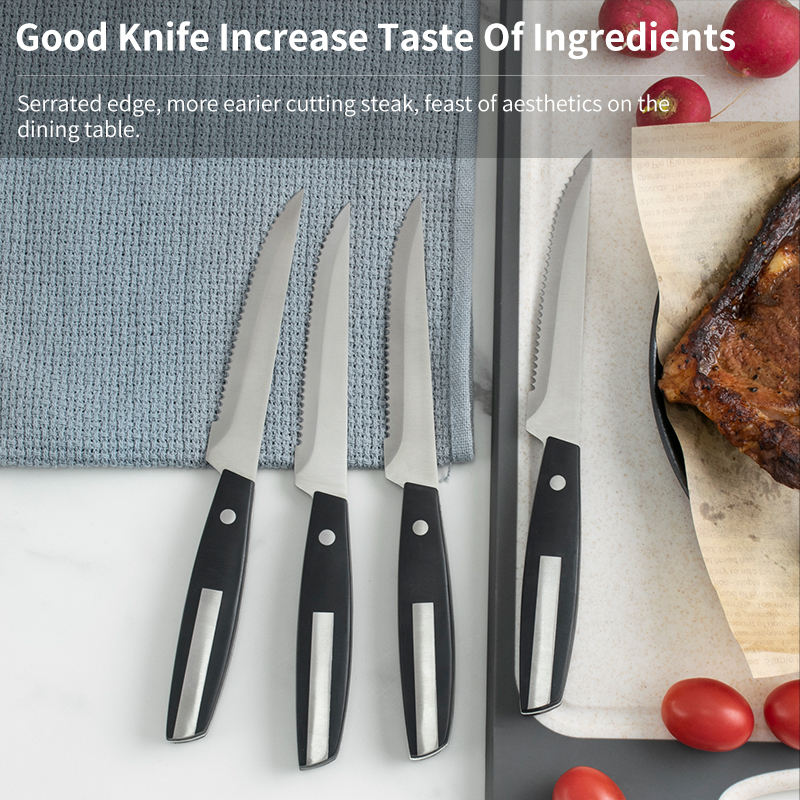 JJ Stainless Steel Steak Knife Set with ABS Handle - 4.5"