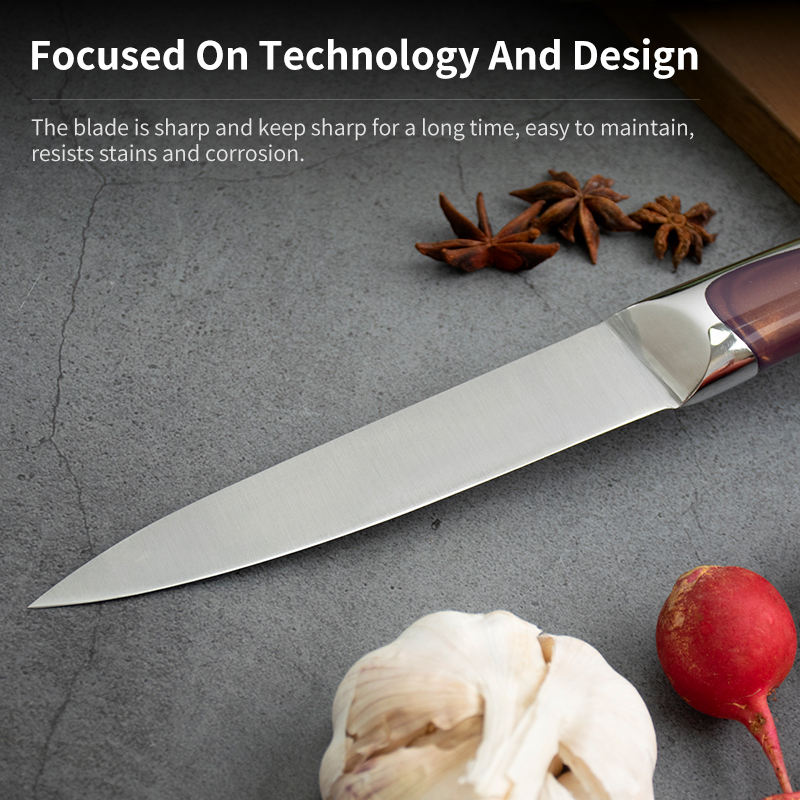 JJ Kitchen Knife Set with Wood Block 6 Piece