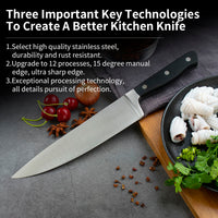 JJ Professional 8 Inch Chef Knife Japan Kitchen Knife POM Handle Stainless Steel