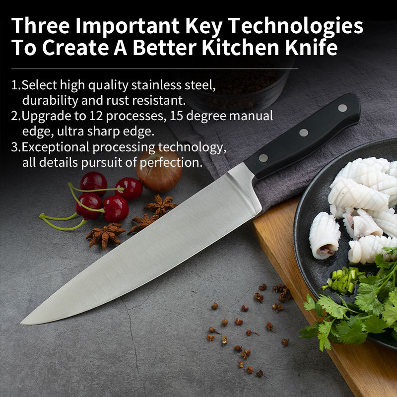 JJ Professional 8 Inch Chef Knife Japan Kitchen Knife POM Handle Stainless Steel