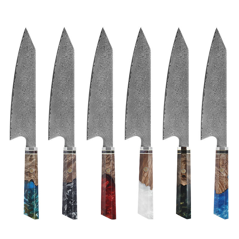 JJ VG-10 Damascus Kiritsuke Knife Resin Handle Japanese