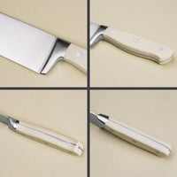 JJ 11-Piece Kitchen Knife Set with Block Stainless Steel Blades and Cream Colored Ergonomic Handles | OEM/ODM Available