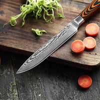 JJ 67 Layers Damascus Utility Knife Pakka Wood Handle 5"