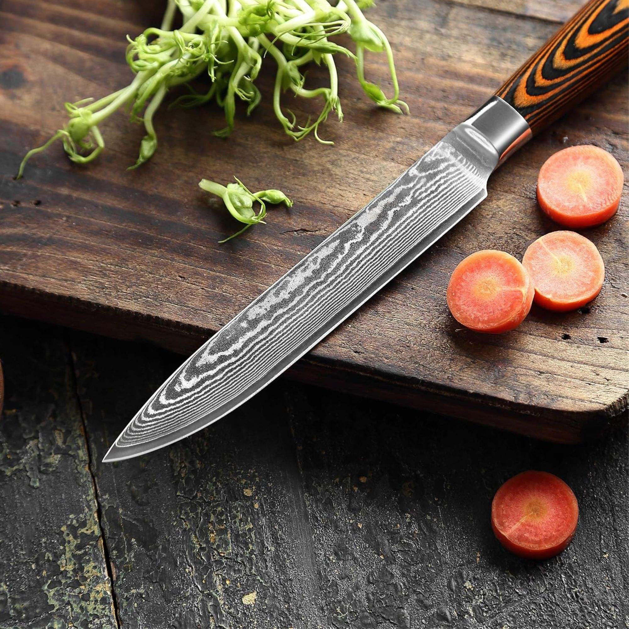 JJ 67 Layers Damascus Utility Knife Pakka Wood Handle 5"