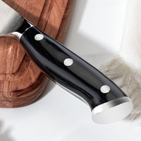JJ Professional 8-Piece Chef Knife 3Cr13 Stainless Steel Set 430 S/S Blade with ABS Black Handles Kitchen Knife