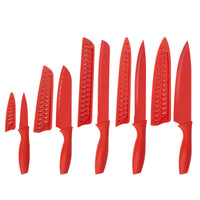 JJ High Quality Cooking Knife Stainless Steel 10 PCS Non-stick Coated Kitchen Knife Set with Plastic Sheath