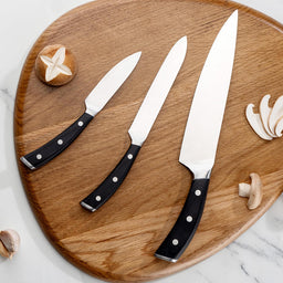 JJ Professional Stainless Steel Double Steel Head Kitchen Chef Knife 3-piece Set with Wenge Wood/Pakka Wood Wood Bent Handle