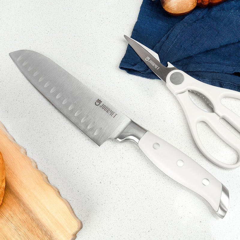 JJ High Quality15-Piece 3Cr13 Stainless Steel Blade S/S430 Steel Head ABS Handle Kitchen Knife Set Custom Logo