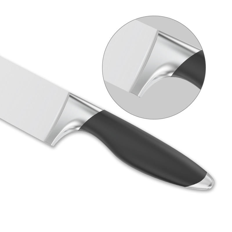 JJ High Quality Japanese Santoku Kitchen Knife 8 Inch 3cr13 Stainless Steel Chef Knife Black ABS Handle Wood Grip for Fishing
