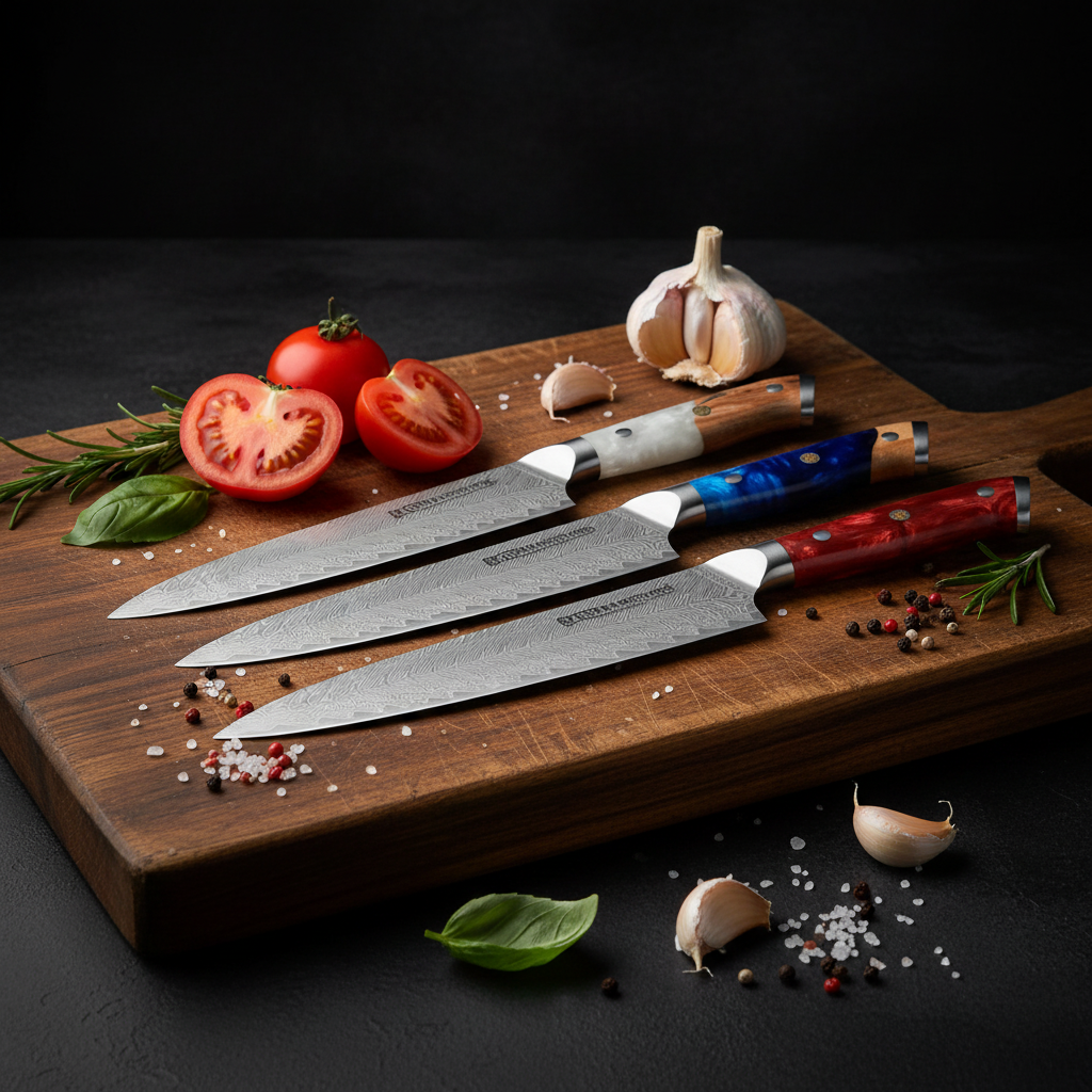 4把大马士革钢刀场景2-乡村木板