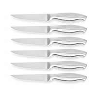 4把银色手柄牛排刀-纯白背景