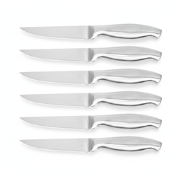 4把银色手柄牛排刀-纯白背景