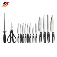 JJ High Quality 15 Pcs Stainless Steel POM Handle Kitchen Knife Set