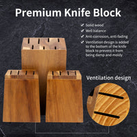 JJ Professional 16-Piece 3CR17 Stainless Steel Chef Knife Set with Acacia Wood Block