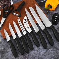 JJ 17 PC Non-Stick White Color Coated 3Cr13 Stainless Steel Kitchen Knife Set with PP Handle and Acrylic Block Custom Knife Set