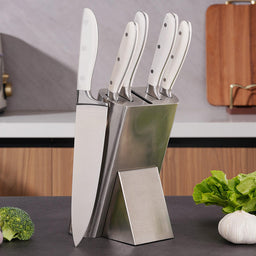 JJ Sharp White 3cr13 Stainless Steel with ABS and 430 Stainless Steel Bolster Handle 5pcs Kitchen Knife Set