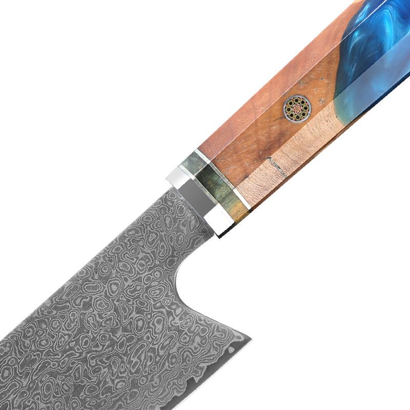 JJ VG-10 Damascus Kiritsuke Knife Resin Handle Japanese