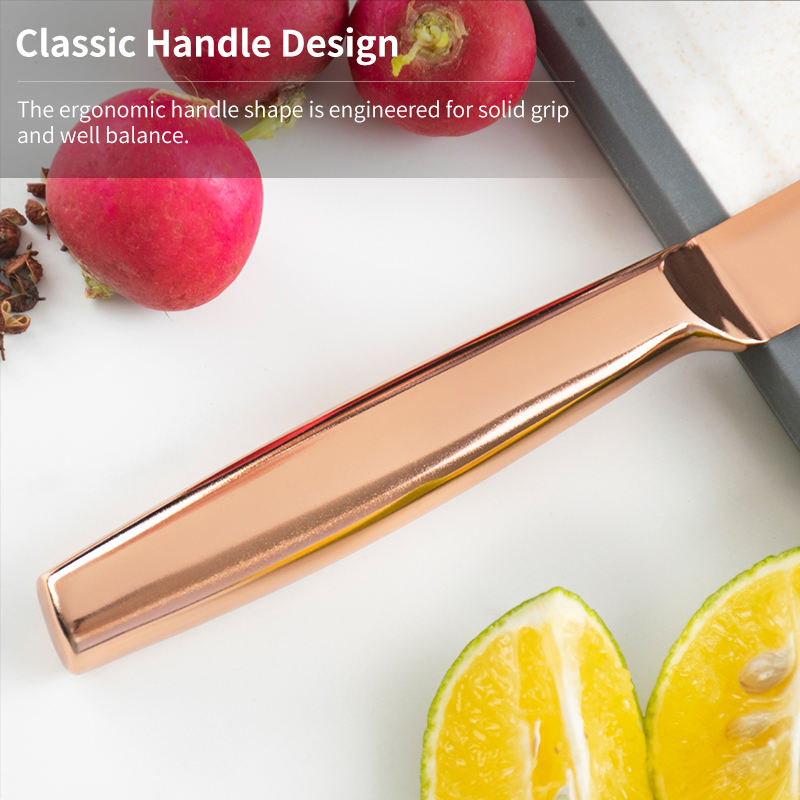 JJ Premium Rose Gold Steak Knife Set Titanium Coating - 4.5"