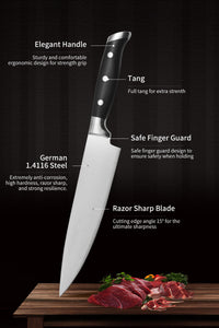 JJ Kitchen Knives Cutting Meat Slicing 5CR15MOV Cooking Stainless Steel Professional 8 Inch Chef Knife