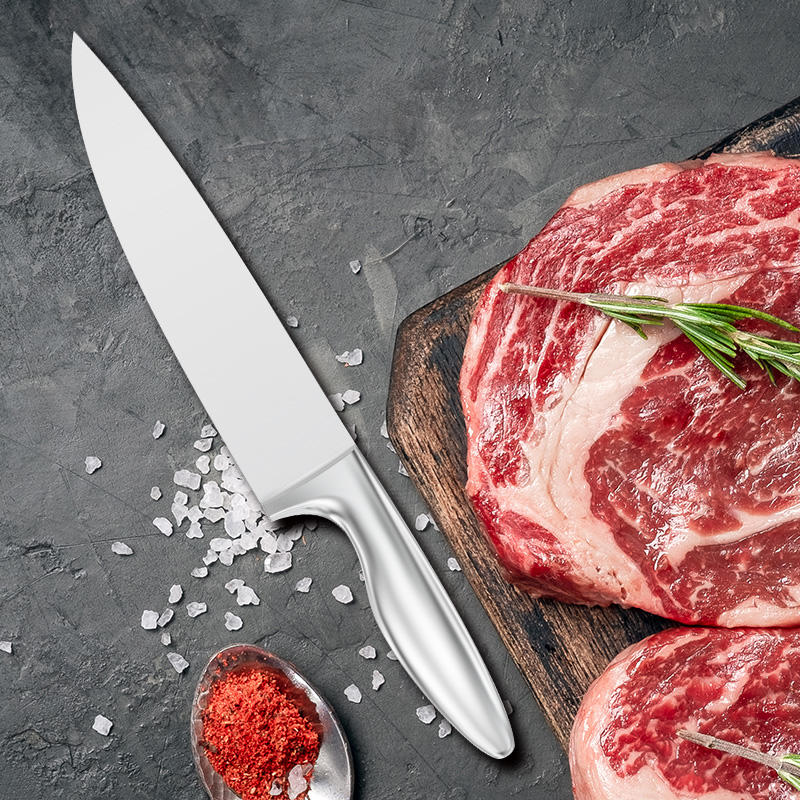 JJ Custom 8 Inch 3cr13 Stainless Steel Chef Knife Kitchen Cutting Knife Hollow G10 Handle Carbon Steel Blade for Food Industry