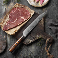 JJ 67 Layers Damascus Slicing Knife Pakka Wood Handle 8"