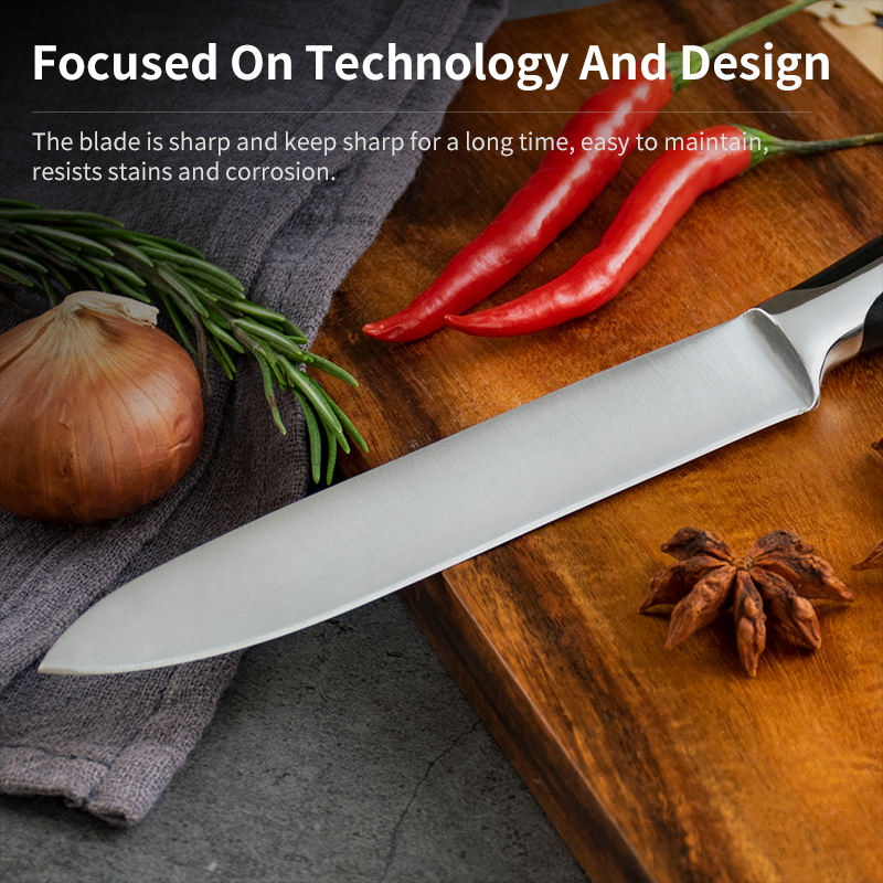JJ Premium 6-Piece High Hardness Stainless Steel Kitchen Knife Set with Acacia Wood Block