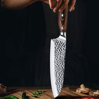 JJ 8 PC High Carbon 5Cr15MOV Stainless Steel Knife Set with Pakka Wood Handle Custom Kitchen Knife Set