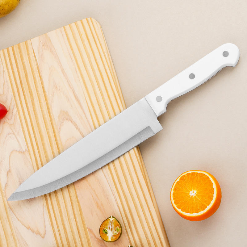 JJ 17 Pieces Kitchen Knife Set 3Cr13 Stainless Steel with White ABS Handle Chef Knife Steak Bread Carving Knife