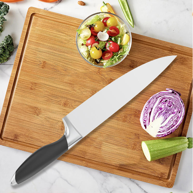 JJ High Quality Japanese Santoku Kitchen Knife 8 Inch 3cr13 Stainless Steel Chef Knife Black ABS Handle Wood Grip for Fishing