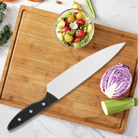 JJ Professional 8-Inch Damascus Style Cleaver 3Cr13 Stainless Steel with ABS & G10 Handle for Butchering Meat in Kitchen