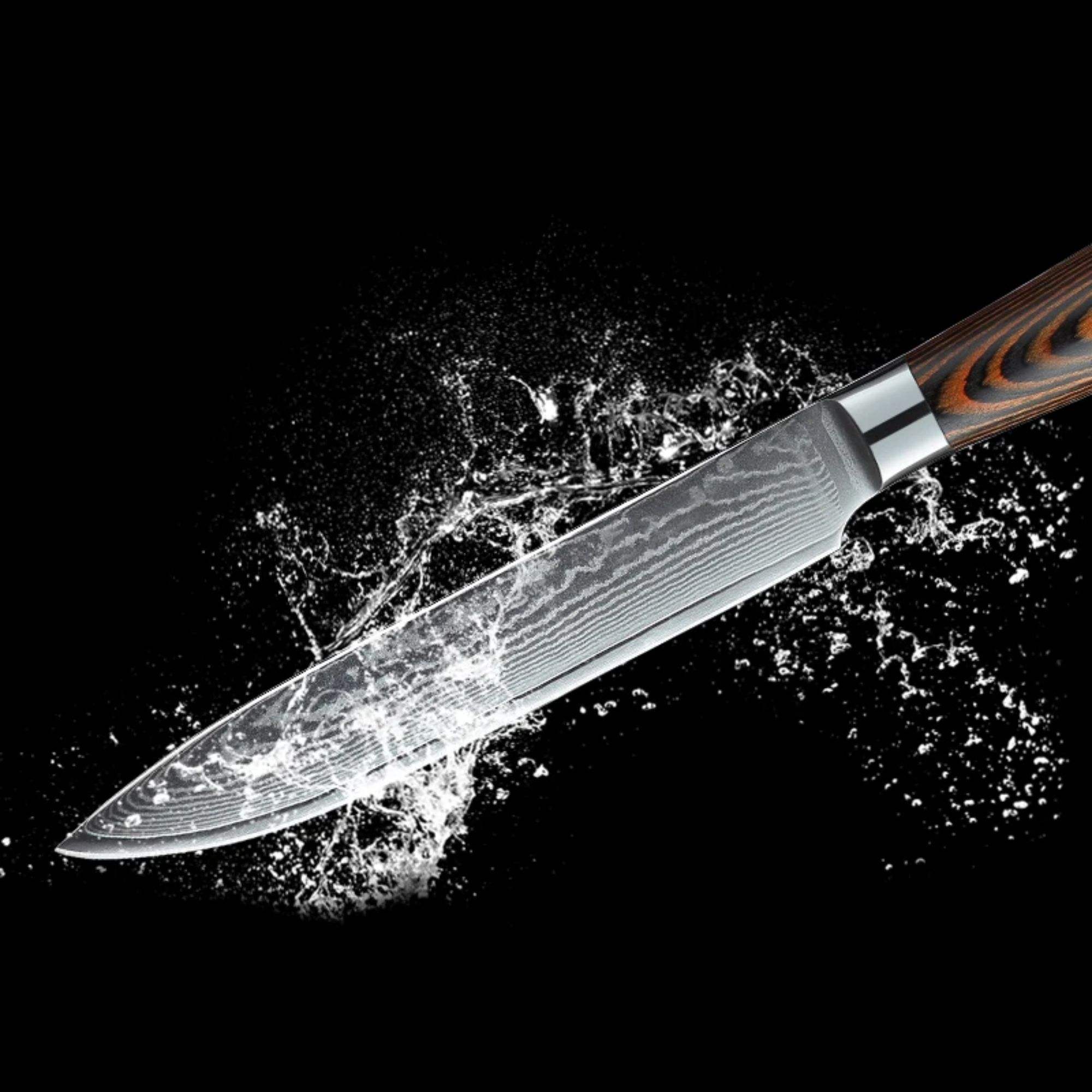 JJ 67 Layers Damascus Utility Knife Pakka Wood Handle 5"