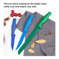 JJ Wholesale 5-tlg. Edelstahl-Küchenmesserset, bunt beschichtet, antihaftbeschichtet, scharf, mit PP-Griff