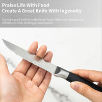 JJ 4.5" Stainless Steel Steak Knife Set - S/S Hollow Handle with TPR Spray | 4PCS