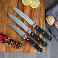 JJ OEM 14pcs/Set Kitchen Cutting Tool Block Set Sharpener Stainless Steel Blade Wood Handle Kitchen Knife Set