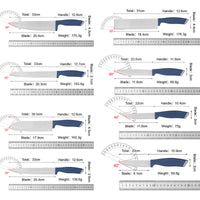 JJ Professional Custom Blue 13-piecs Kitchen Knife Set 3Cr13 Stainless Steel with ABS Handle Japanese Chef Steak Carving Knife