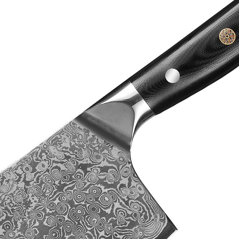 JJ Professionelles Edelstahl-Küchenmesserset Kochmesserset G10-Griff VG10 Damastmesserset