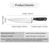 JJ Professional 8 Inch Chef Knife Japan Kitchen Knife POM Handle Stainless Steel
