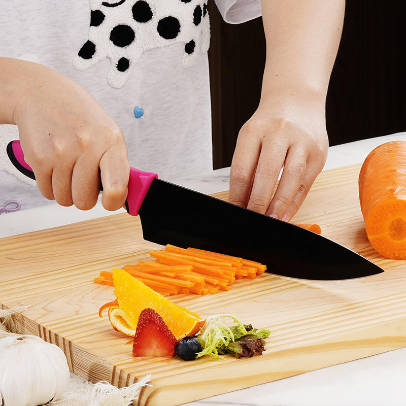 JJ Colorful Handle 8 Inch Kitchen Knife 3Cr13 Stainless Steel Chef Knife with PP+TPR Handle in Stock