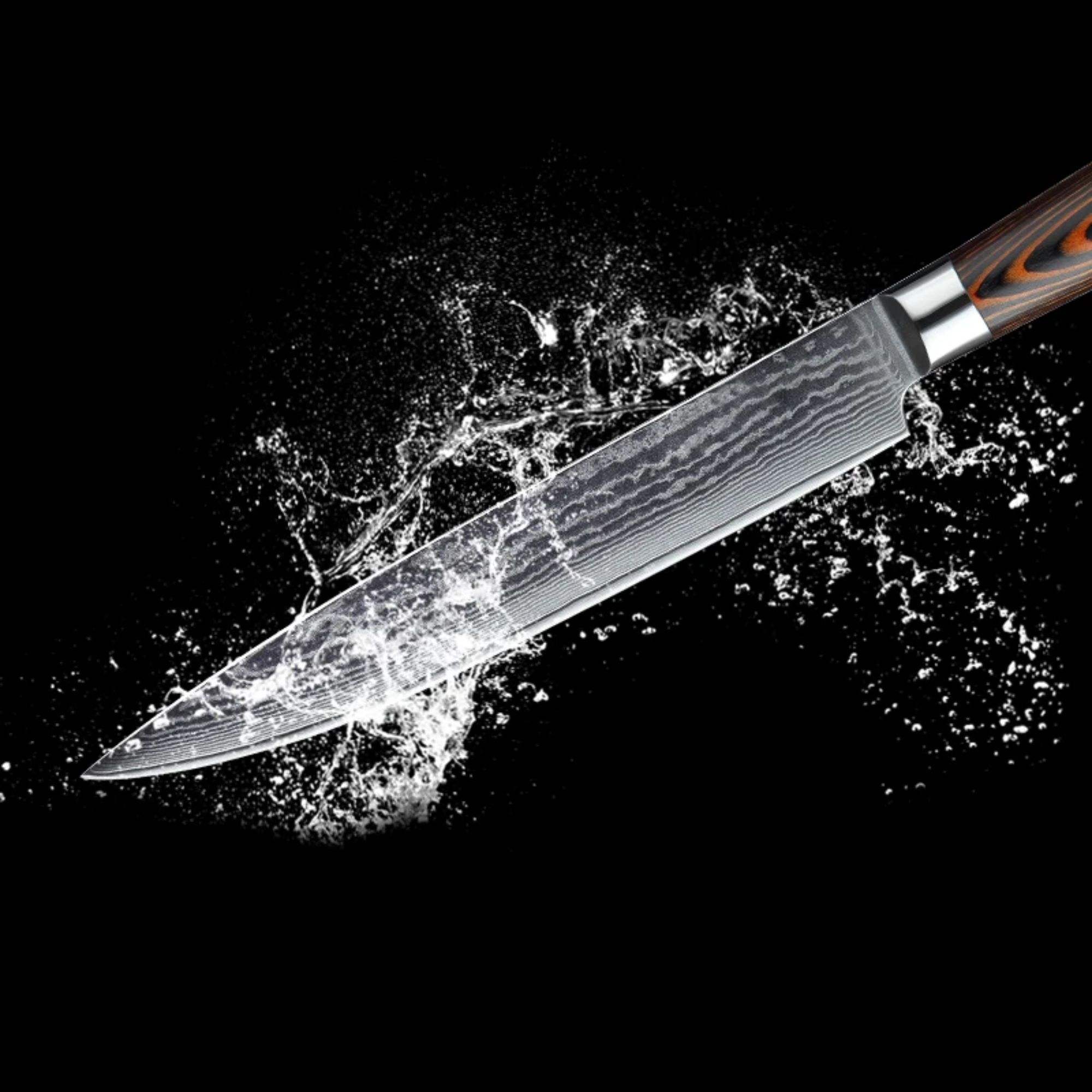 JJ 67 Layers Damascus Slicing Knife Pakka Wood Handle 8"