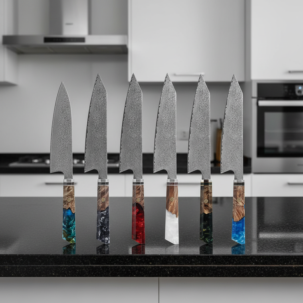 6把大马士革钢刀场景3-极简现代