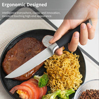 JJ 4.5" Stainless Steel Steak Knife Set - S/S Hollow Handle with TPR Spray | 4PCS