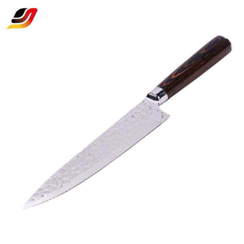 JJ High Quality Stainless Steel Pakka Wood Handle Kitchen Knife Set Urable sharp Forged 5 PCS Chef Knife Set