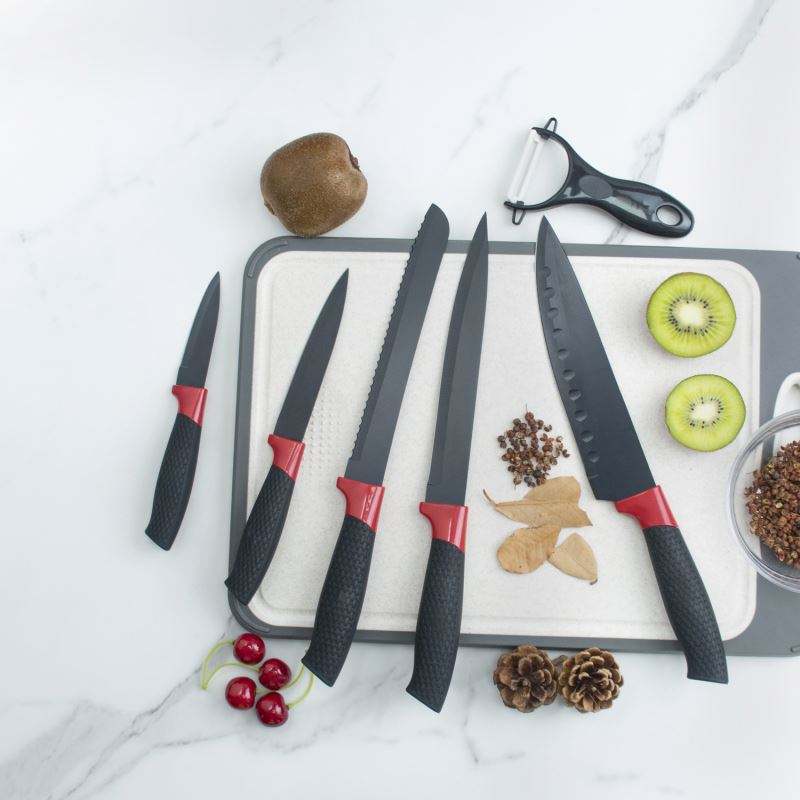 JJ High Quality Stainless Steel Kitchen Knives Set Tools Forged Kitchen Knives Scissors Peeler Set 6pcs Chef Paring Knife