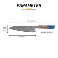 JJ VG-10 Damascus Kiritsuke Knife Resin Handle Japanese