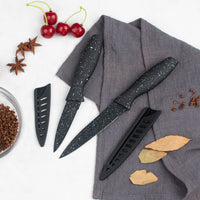 JJ Wholesale Multifunktionales Chefkochmesser-Set Edelstahl 6-teiliges antihaftbeschichtetes Küchenmesser-Set mit Kunststoffhülle